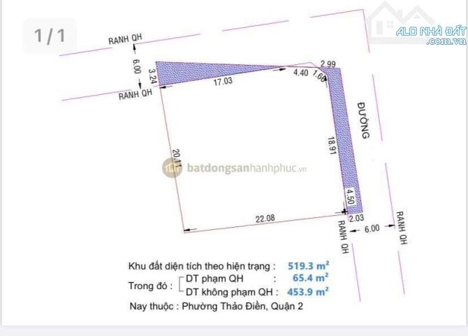 Cần bán khuôn đất góc 2 MT Thảo Điền, Q2 (20 x 25 DTCN 520 m2) giá chỉ 130tr/m2 ~ 68 tỷ TL