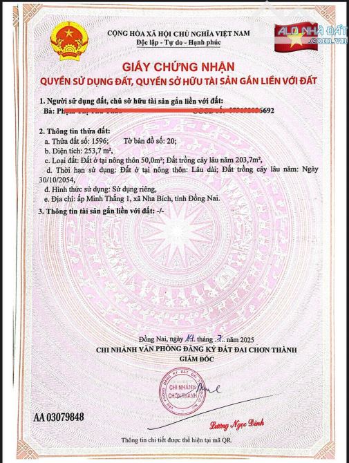 CHÍNH CHỦ CẦN BÁN LÔ ĐẤT GẦN TRƯỜNG THSC MINH THẮNG GIÁ 439TR/250M2