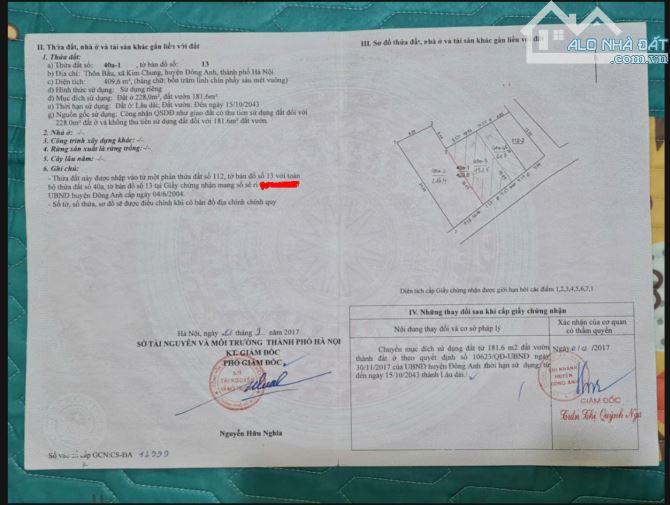 Bán lô đất 216,4m² mặt tiền rộng – Xã Thiên Lộc (Kim Chung cũ), Đông Anh – Hà Nội