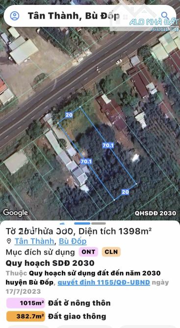 🌟 Bán đất mặt tiền tỉnh lộ 20m, 1.400m² có thổ cư, gần trường học – UBND xã, giá chỉ 170t