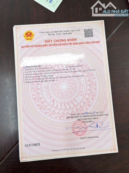 ĐẤT KIỆT 176 DẠ LÊ, TP HUẾ GIÁ ĐẦU TƯ 6TR2/M2 - 1