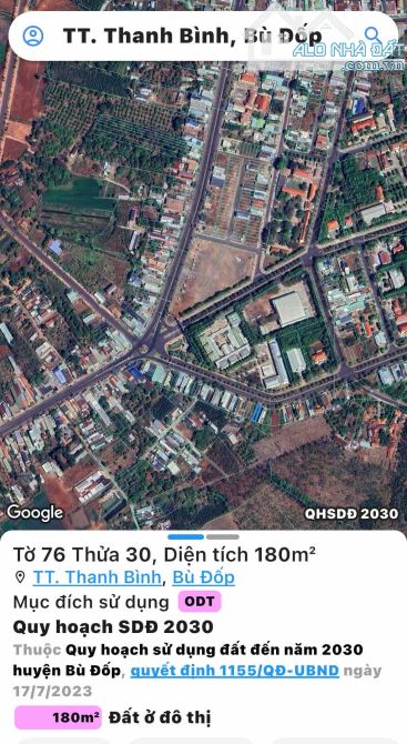 🔥 Bán đất trung tâm huyện Bù Đốp, 180m² thổ cư đô thị, cách vòng xoay 100m, giá chỉ 1.6 - 1