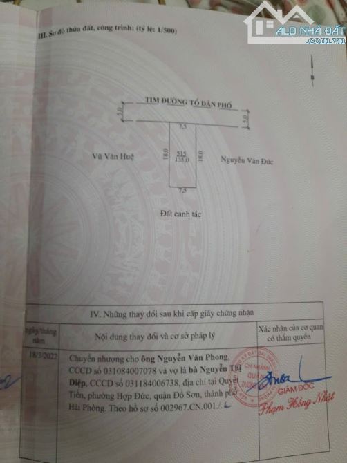 Bán lô đất đẹp mặt đường An Toàn, TDP12 Hoà Nghĩa, Dương Kinh. 135m2 ngang 7,5m - 2