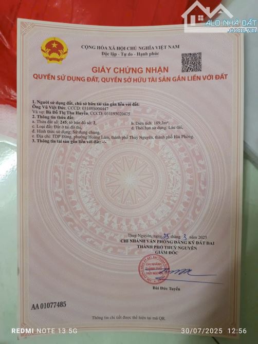 Chị chủ gửi bán lô đất tại Lâm Động 61m đường rộng 3,5m( Phường Thiên Hương) ngõ oto tại c - 2