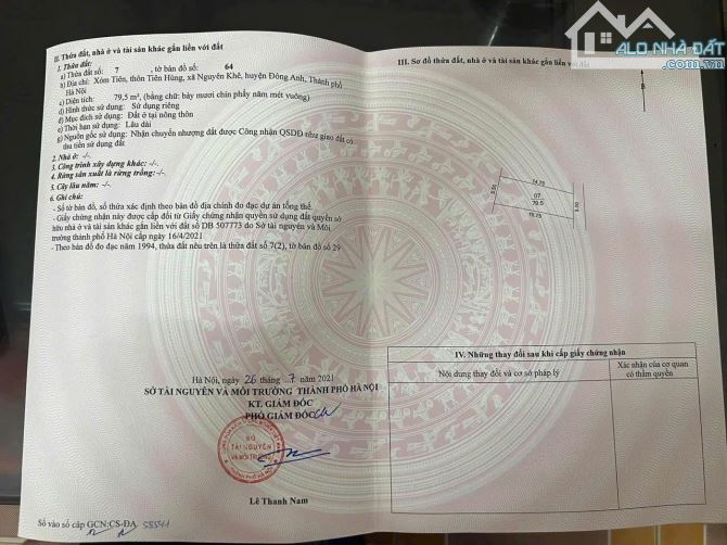 Bán đất Nguyên Khê Đông Anh, sát trục chính, ô tô vào, 79m2, giá cực rẻ - 2