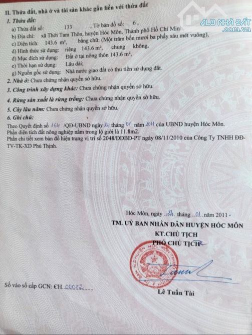 Bán lô đất thổ cư Nguyễn Thị Ngâu, Hóc Môn, Diện tích 144m2, giá 4,7 tỷ - 2