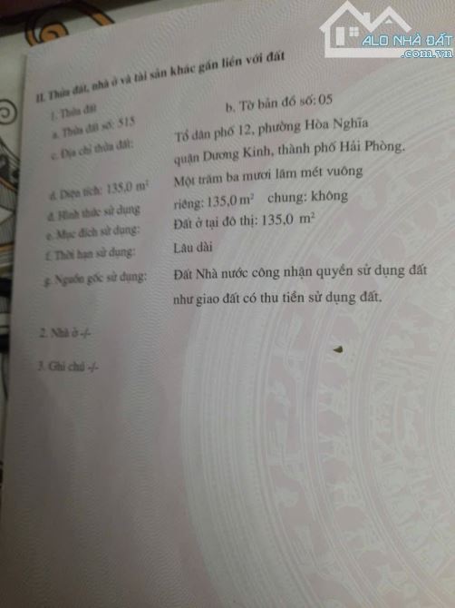 Bán lô đất đẹp mặt đường An Toàn, TDP12 Hoà Nghĩa, Dương Kinh. 135m2 ngang 7,5m - 3