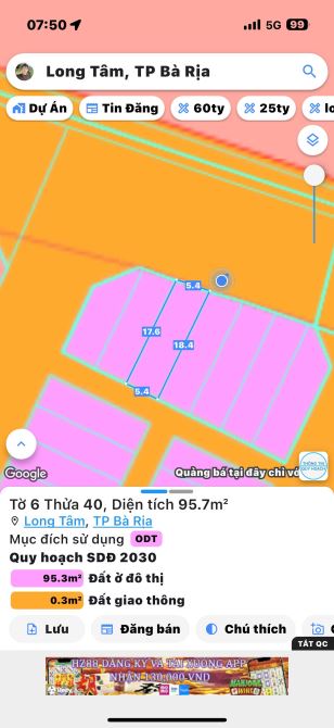 Đất Bà Rịa- Mặt Tiền Đường Nguyễn Lân DT: 5,4x18 (95m2 thổ cư toàn bộ) Đường nhựa rộng, vỉ - 4