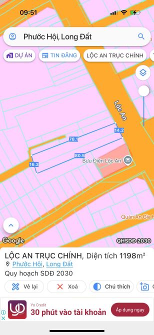 TRỤC CHÍNH LỘC AN - NGAY CHỢ VÀ BÁCH HOÁ XANH; cách bãi tắm 1.7km 🌈🌈🌈DT tổng 1180M2 - S - 5
