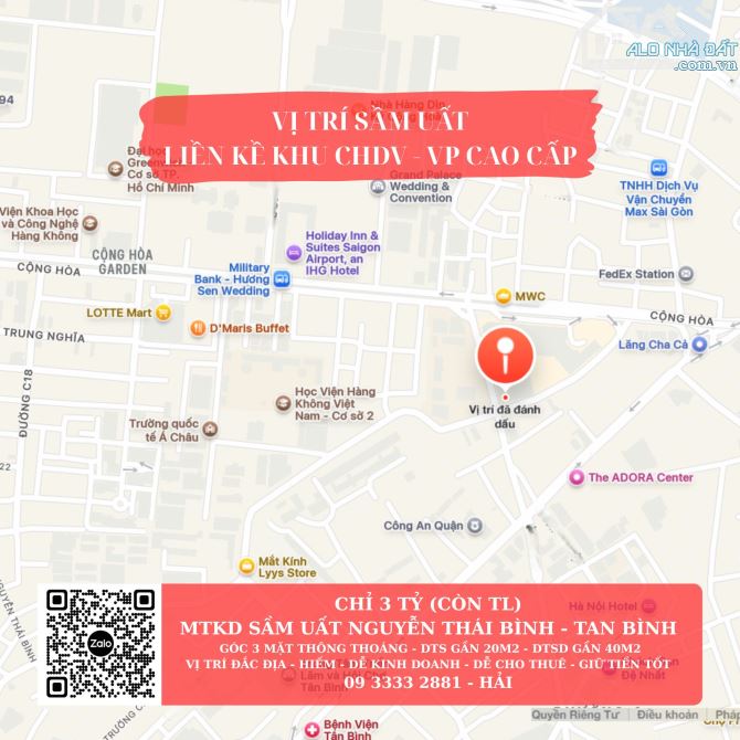 NHÀ 2 MTKD NGAY CỘNG HOÀ - HOÀNG VĂN THỤ  CHỈ 3 TỶ CÒN TL MẶT TIỀN 5.5MBán nhà 2 MTKD ngay - 5
