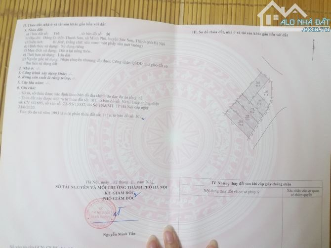 Chính chủ Bán đất  Thanh Sơn - Minh Phú - Sóc Sơn , 61.6m - Lô Góc - 6