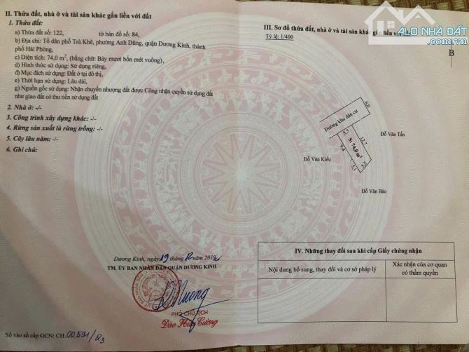 Bán đất Trà Khê - Anh Dũng - Dương Kinh - Hải Phòng