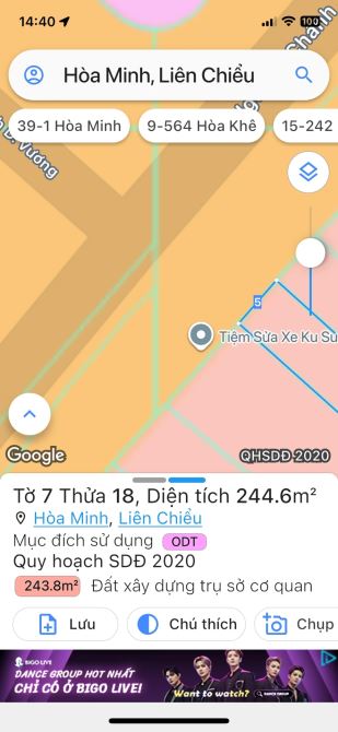 BÁN ĐẤT DT KHỦNG 245M2, GIÁ CHỈ 10,2TỶ, MẶT TIỀN ĐƯỜNG NGUYỄN CHÁNH HOÀ MINH LIÊN CHIỂU Đ