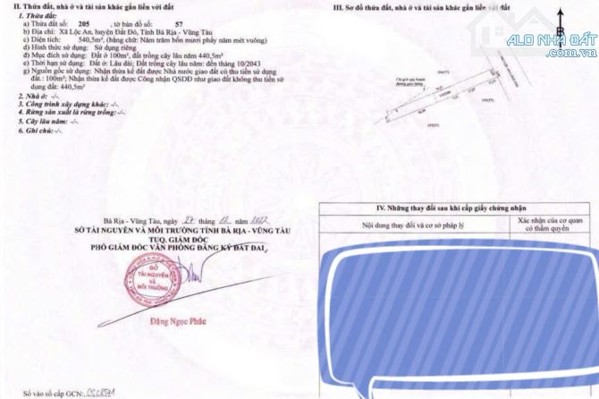 SỞ HỮU LÔ ĐẤT NHÀ VƯỜN VỚI DIỆN TÍCH HƠN 1 SÀO NGAY BIỂN LỘC AN, BRVT