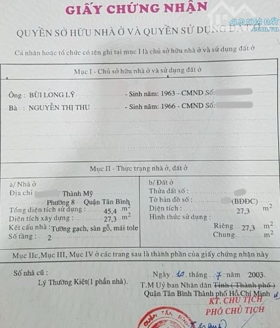 Bán nhà 28m2 hẻm thông Thành Mỹ, nở hậu hơn 3 tỷ