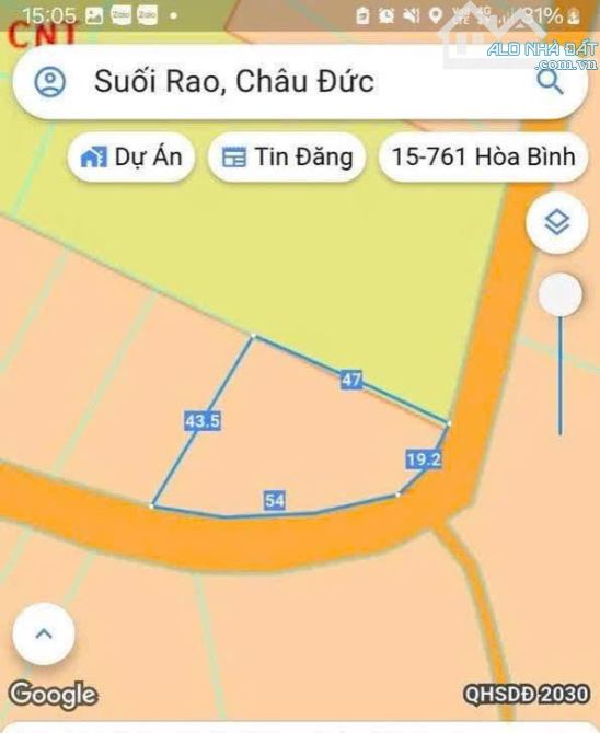 Bán nhanh 1,5 sào Suối Rao -Châu Đức - Bà Rịa1,3 Tỷ  “ Khu dân cư - Điện Nước Ngang Đất “