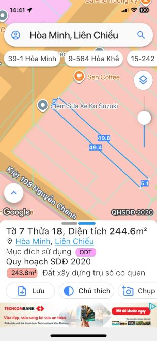 BÁN ĐẤT DT KHỦNG 245M2, GIÁ CHỈ 10,2TỶ, MẶT TIỀN ĐƯỜNG NGUYỄN CHÁNH HOÀ MINH LIÊN CHIỂU Đ - 1