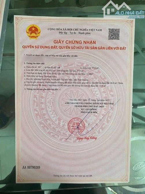 Bán Đất Mặt Tiền DX71 – P. Định Hòa  5 x 20m (thổ cư 60m²) - 1