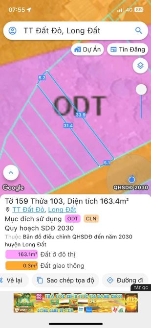 BÁN ĐẤT ĐƯỜNG NGUYỄN ĐÌNH CHIỂU SÁT QL55 VÀ TL44B XÃ ĐẤT ĐỎ - TP HCM.giá rẻ tiềm năng cao - 1