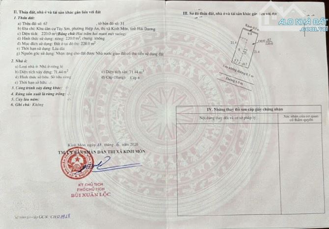 Cần Bán mảnh đất tại phường hiệp an, Thị xã Kinh Môn, Tỉnh Hải Dương - 1