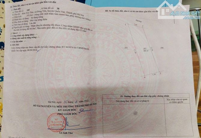 💥💥💥 RẺ VÀ ĐẸP QUÁ 💥💥💥  🌹YÊN THÁI - PHÚ CÁT - HÀ NỘI🌹 ☘️ Lô đất #185m  ☘️ Đường trư - 2