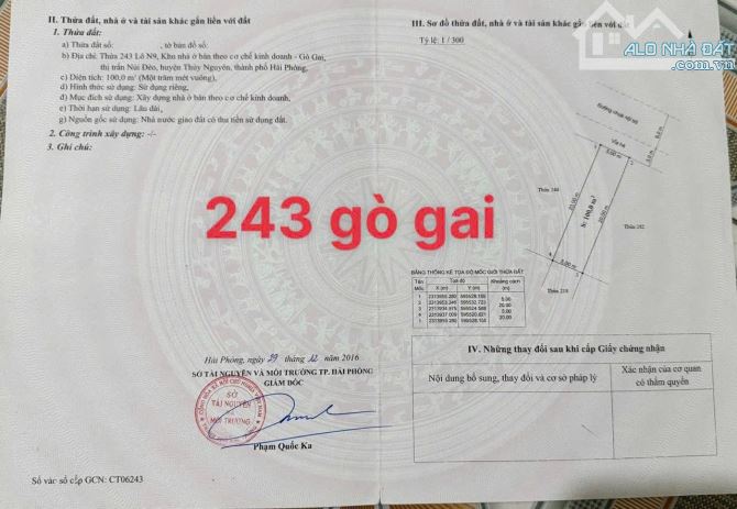Bán lô đất số 243 Gò Gai – Núi Đèo, Thủy Nguyên, Hải Phòng – - 2