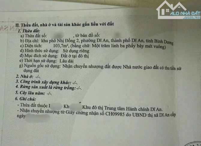 Cơ Hội Vàng Cho Nhà Đầu Tư Lô Đẹp 103m² Trung Tâm Hành Chính Dĩ An Chỉ 6 Tỷ Chốt - 2