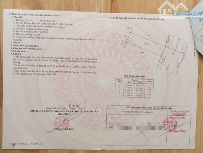 BÁN ĐẤT THỔ CƯ ĐƯỜNG 8M HẺM 55 TÂY LÂN P.TÂN TẠO BÌNH TÂN 60M2[4*15] GIÁ 4,55TỶ TL - 3