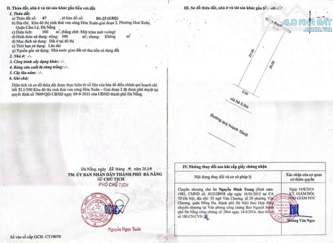 Bán cặp đất tặng kho đường Bùi Trang Chước - Hòa Xuân - Hướng Tây Nam - Giá: 14,6 tỷ tl - 3