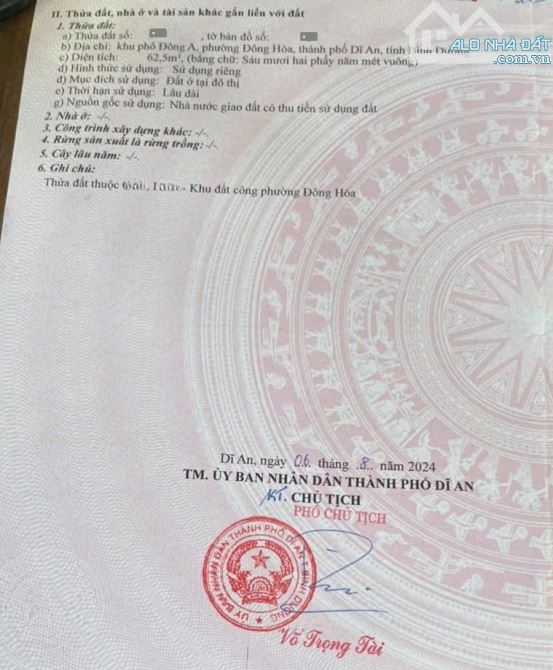 Bán đất KDC Đông Hòa C, gần trường cấp 1 Đông Hòa C p.Đông Hòa Tp.Dĩ An chỉ 4ty250TL M7640 - 4