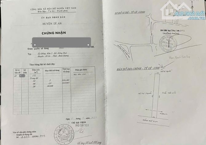 Bán đất MT đường Nguyễn Công Trứ, p.Đông Hòa, Tp.Dĩ An chỉ 6,2 tỷ TL M4829 - 4