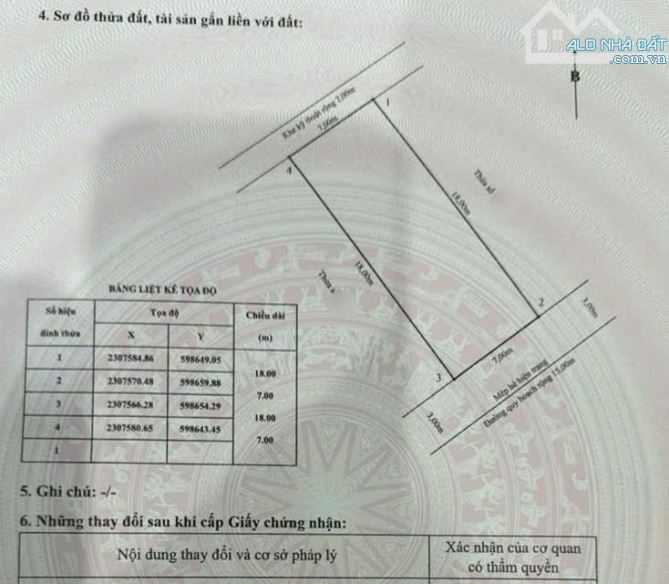 Đất lô 2D Lê Hồng Phong (sau tòa nhà CPN) - 126m2 (7x18) - hướng Đông Nam - giá 105tr/m - 2