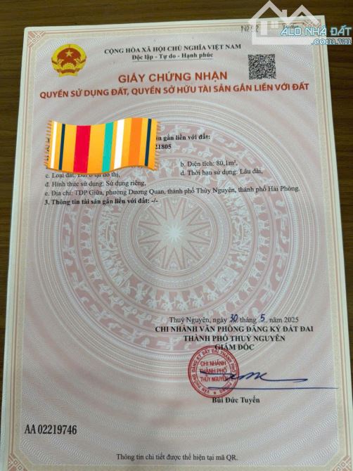 Bán đất 80,1m² thổ cư tại TDP Giữa – Dương Quan – Thủy Nguyên – Hải Phòng