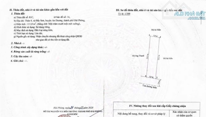 Bán 111m2 đất trục thôn tại Bắc Sơn An Dương 2,3 tỷ