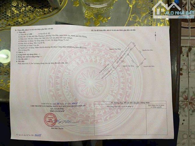 Duy nhất 1 lô 55m2 Đẩu Phượng, Văn Đẩu, Kiến An. Giá 1,65 tỷ ô tô vào tận đất