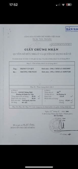 MT Thống Nhất ĐAng cho thuê 62tr/1 tháng DT 7 x 19m