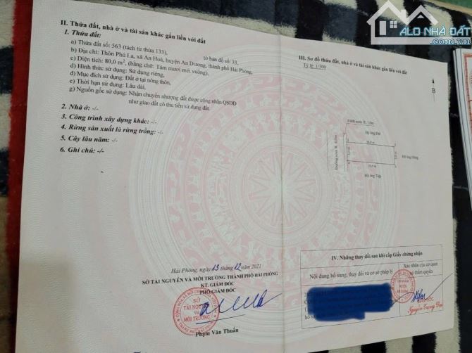 Bán đất 80 ngang 5 tại TDP phú la phường an phong giáp kcn An Dương