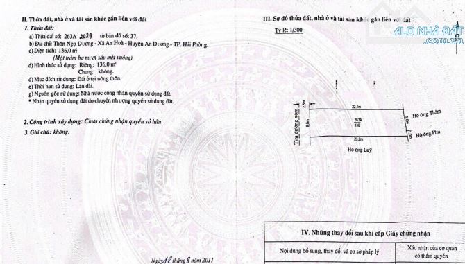 Bán đất 136 ngang 6 gần chợ ngọ dương cách đường 208 200m