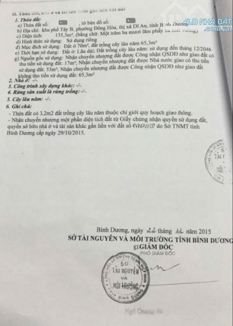 Bán đất gần đường Quốc Lộ 1K p.Đông Hòa Tp.Dĩ An chỉ 5ty100 TL M3783