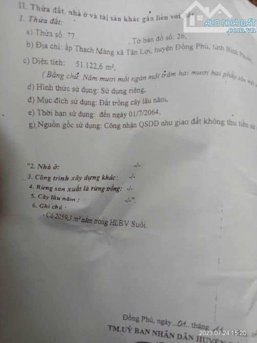 Bán 5.6ha 1.3ty/ha trồng sầu riêng và điều gần DT.753 - 1