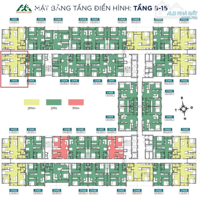 Cần bán căn hộ chung cư 3PN Complex Phổ Yên, DT 73,1m² - Giá chỉ 1,75 tỉ - 1