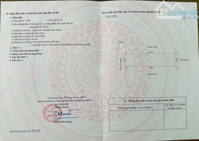 803.Lô đất mặt ngõ 435 đằng hải, Hải An  - DT 100m2 (5x20)  -pháp lý : shcc  hướng Tây tt - 1