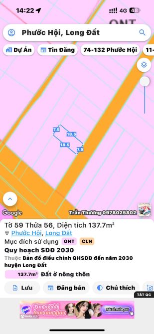 Cần Bán Đất Xã Phước Hội , Sát đường TL44B , TT Phước Hải BRVT - 2