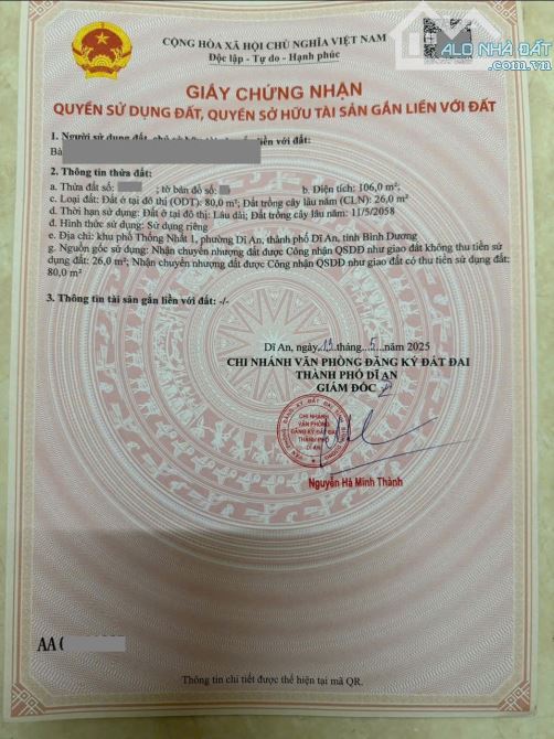 Bán nhà cấp 4 (5x21m), mặt tiền Nguyễn Đức Thiệu p.Dĩ An, đang thuê 7tr/th - 2