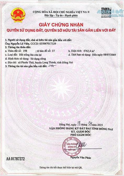 Bán Lô 4.762,4m2 Tại Tổ 17, ấp 1C, Xã Phước Thái, Huyện Long Thành, Đồng Nai - 2