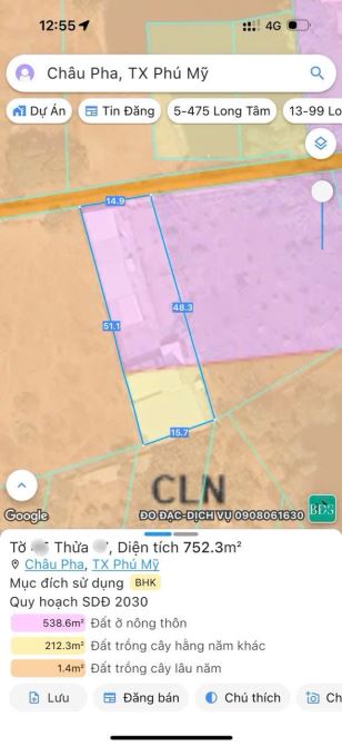 Bán đất Châu Pha giáp Tân Hưng Bà Rịa, Diện tích: 750m2 - Giá bán: 1 tỷ 950 triệu - 2