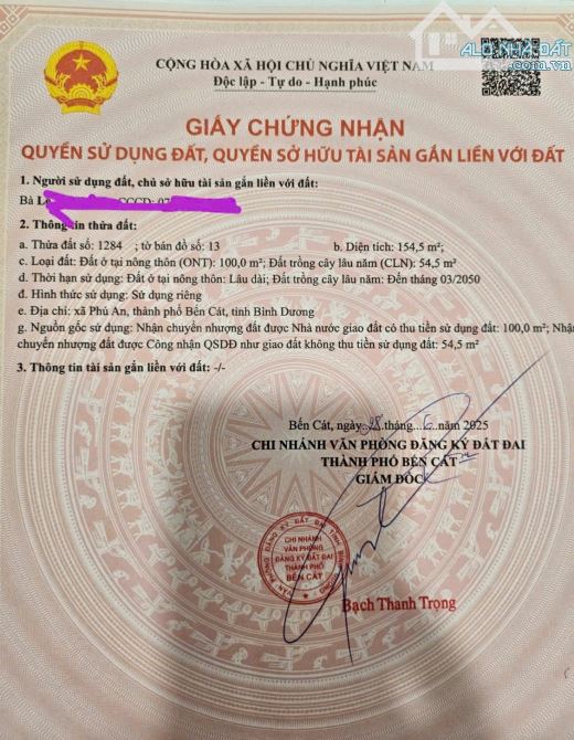 Bán đất Phú An Bến Cát gần UBND Phú An - 2