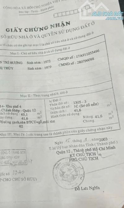 Bán nhà đẹp, kiên cố TÂN CHÁNH HIỆP 07, Q12_ 2 tầng_ 42m2_ CHỈ 3ty580 - 3