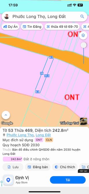 BÁN NHANH LÔ ĐẤT ĐỐI DIỆN CỔNG KCN ĐẤT ĐỎ.DT 242m2(6×40) ĐƯỜNG NHỰA MẶT TIỀN NHẤT KHU VỰC - 4
