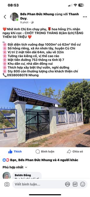 Bán đất mặt tiền đường nhựa xã Phú Hoà Đông cách Nguyễn Văn Khạ 100m 786m2 QH đất ở - 5